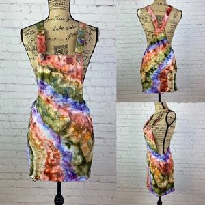 Geode Ice Tie Dyed Jean Overall Skirt